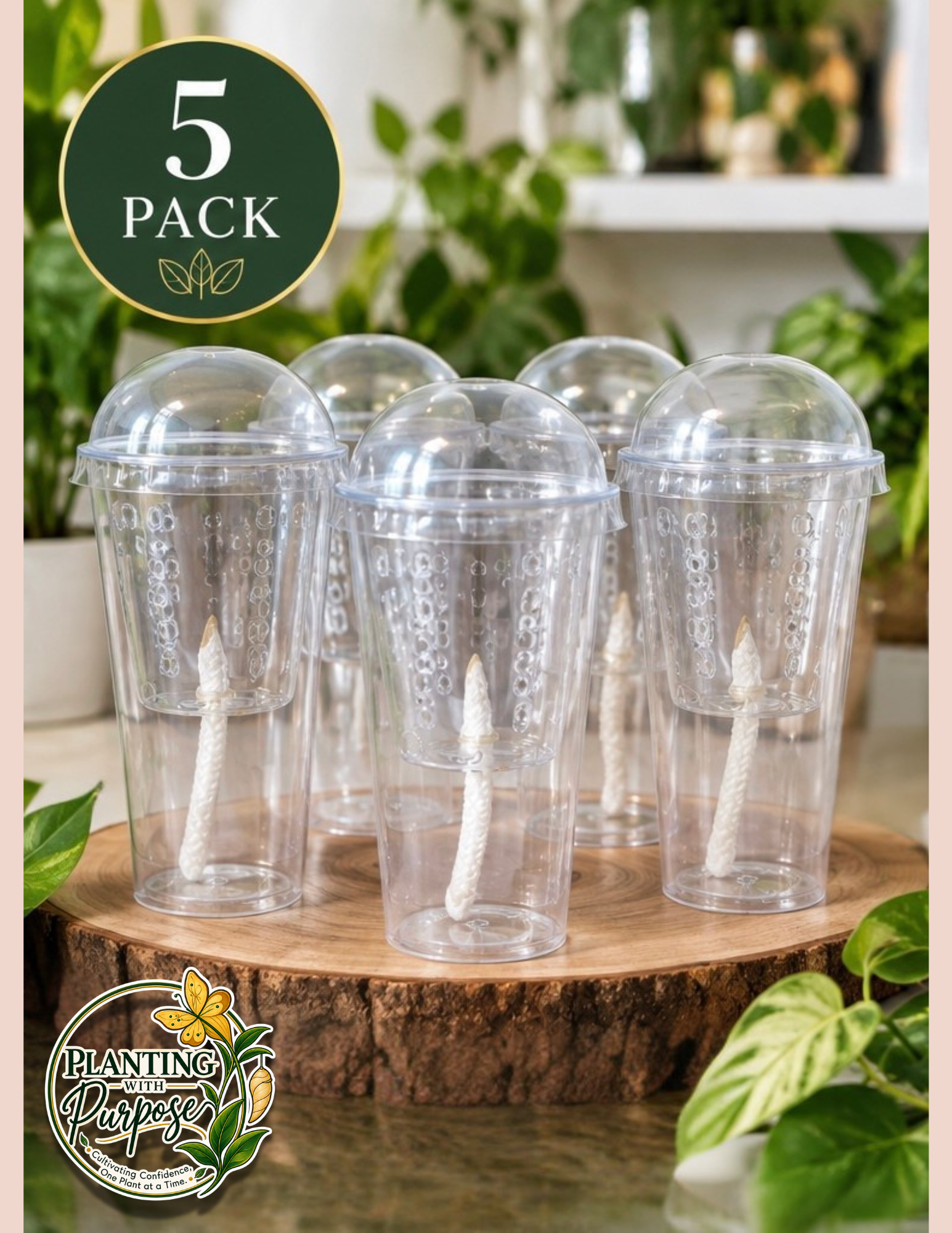 5PK Mini Self-Watering Propagation Cups w/ Humidity Domes 🌱